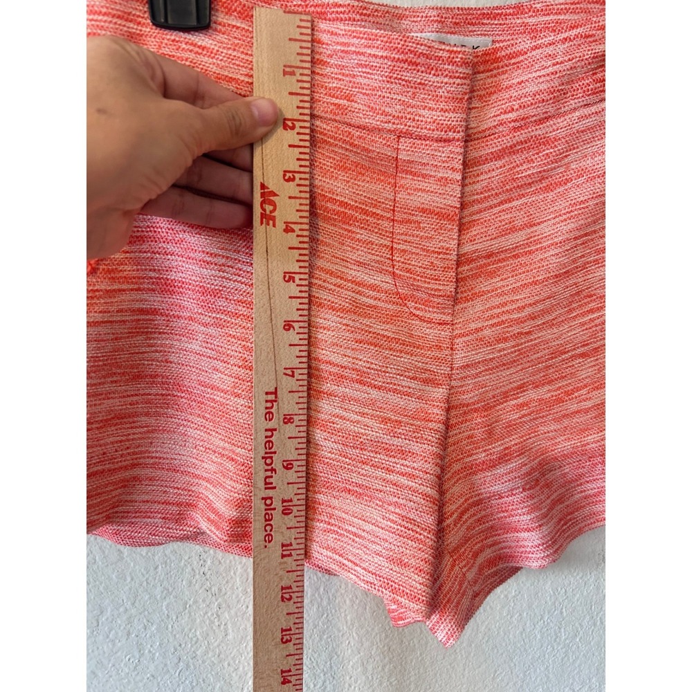 Trina Turk Coral Preppy Resortwear Tweed Fringe Pocket Shorts SZ 2 Linen Blend - Picture 6 of 9